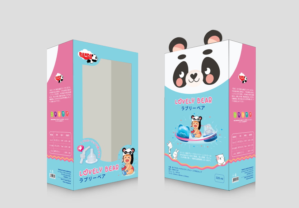 Thiết kế hộp giấy đựng bình sữa panda