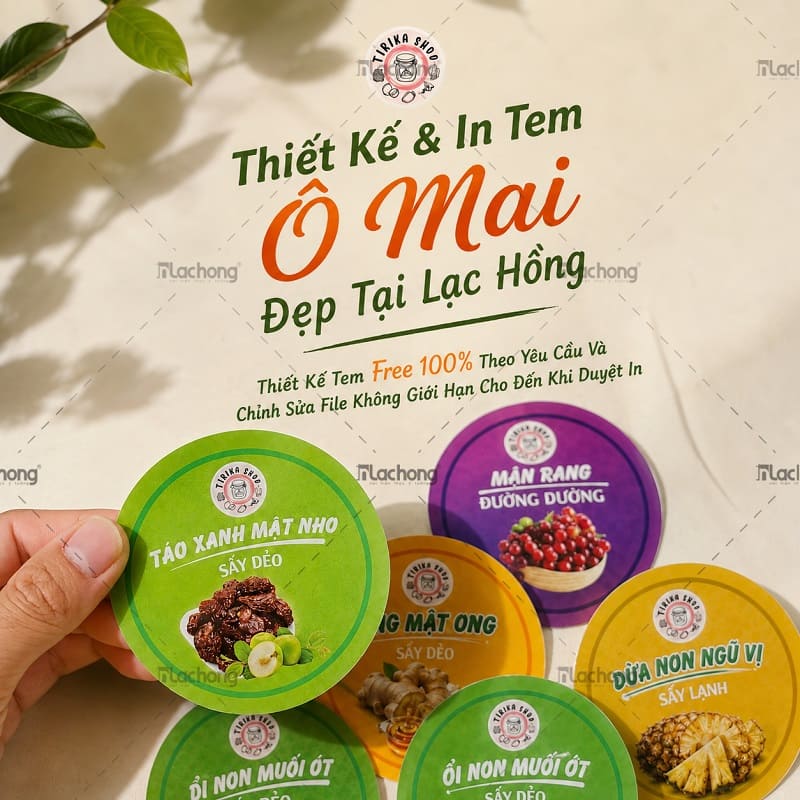 100 Mẫu in Tem Ô Mai Đẹp, Thiết kế FREE, Giá Xưởng